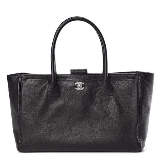 Chanel - Calfskin Cerf Executive Shopper Tote Black Handbag