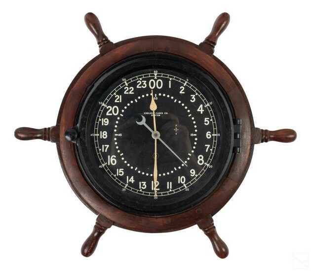Chelsea Boston Mechanical Marine Ships Wheel Clock