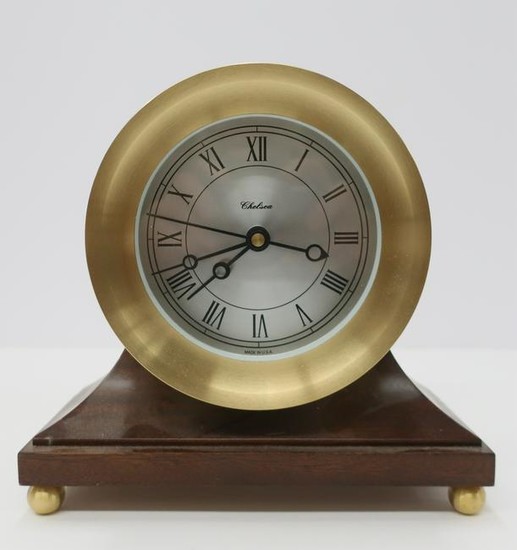 Chelsea Brass & Wood Mantle Clock