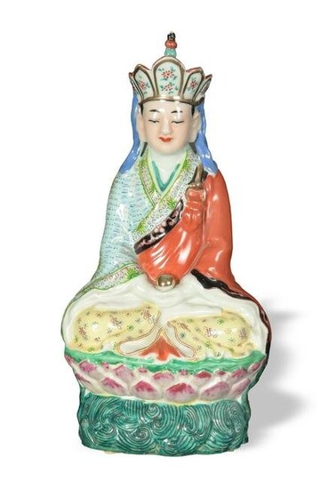 Chinese Famille Rose Porcelain Buddha, Republic