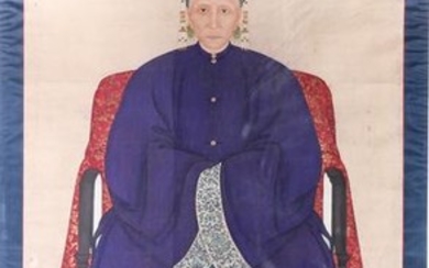 Chinese Imperial Ancestor Portrait, Gouache