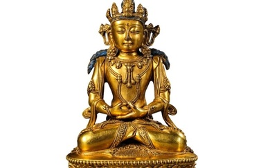 Chinese Ming Dynasty gilt bronze Buddha sitting statue