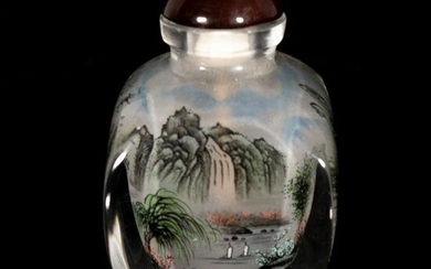 Chinese Reverse-Painted Landscape Snuff Bottle