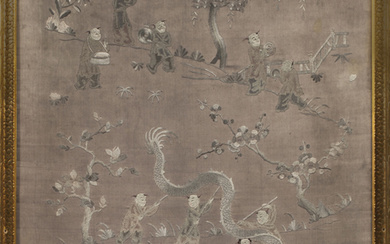 Chinese embroidered silk panel