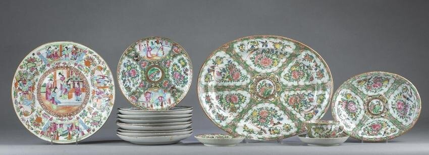 Chinese export rose porcelain set, 19th c.