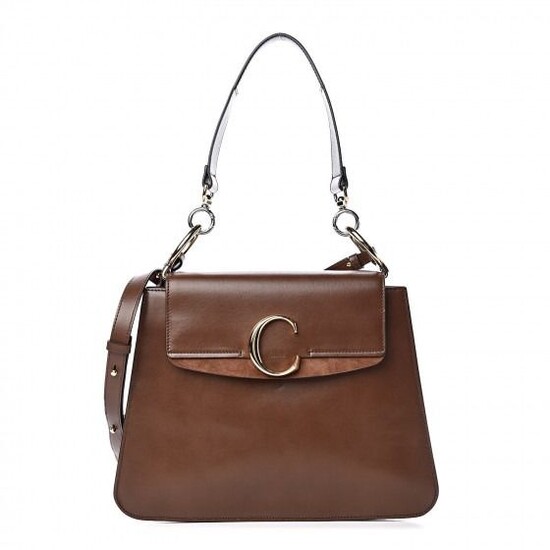 Chloé - Calfskin Suede Medium C Shoulder Bag Sharp Brown Clutch bag