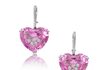 Chopard Pair of Synthetic Sapphire and Diamond 'So Happy' Earrings