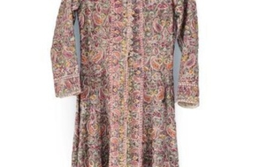 Circa 1940 Indian Embroidered Long Coat with nehru collar, long...