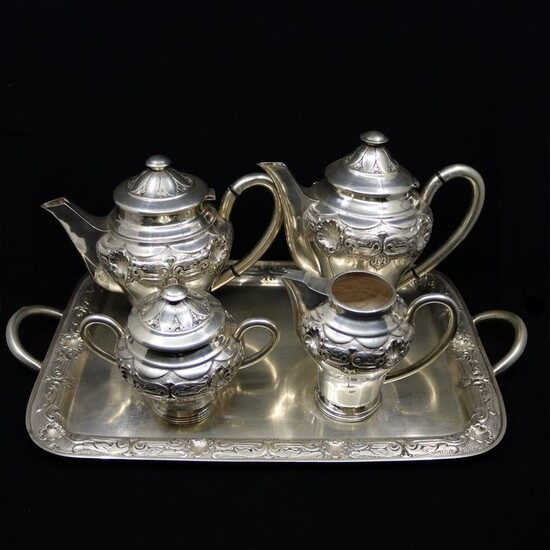 Coffee and tea service (5) - .833 silver - Portugal - Mid 20th century