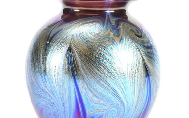 Contemporary Art Glass Vase Signed Fiske