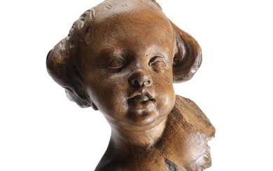 Continental architectural Hand Carved Cherubic bust, 17-18th century