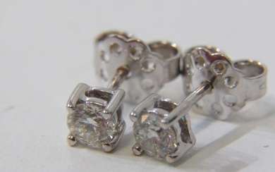 DIAMOND STUD EARRINGS, pair of 18ct white gold stud earrings...