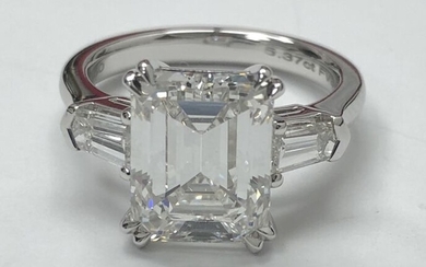 DIAMONDS 4 U - 18 kt. Platinum - Ring - 5.37 ct Diamond - Diamond