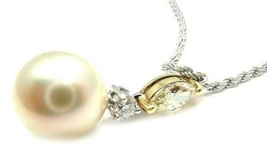 Damiani 18k White Gold Diamond Pearl 11mm Drop Cluster