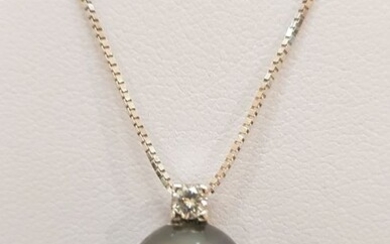 Damiani linea Mikawa - Perla Polinesia e Diamante - 18 kt. White gold - Necklace with pendant