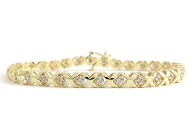 Diamond Two-Tone X-Link Tennis Bracelet 10K Yellow Gold, .45 CTW, 8.09 Grams