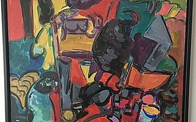 Dyke Johannsen: Composition. Signed Dyke Johannsen. Oil on canvas. 81×65 cm. Frame size 84×70 cm.