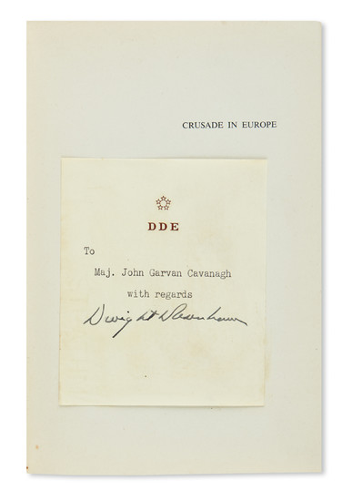 EISENHOWER, DWIGHT D. Crusade in Europe. With his bookplate Signed (detached from half-title...