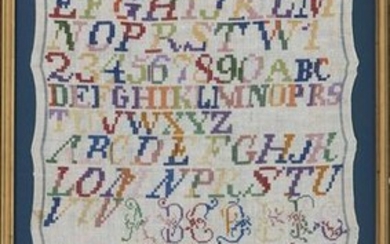 ENGLISH NEEDLEWORK SAMPLER Dated 1844 37” x