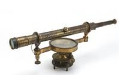Early Victorian brass surveying instrument with