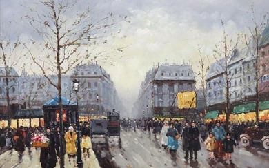 Edouard Léon Cortès (French 1882-1969), On the Boulevard (Paris Street Scene)