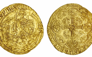 Edward III (1327-1377), Fourth Coinage, Treaty Period, Half-Noble, London, EDWARD xx DEI xx G x...