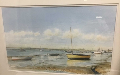 Edwin Meayers (b.1927) watercolour - West Mersea, signed, inscribed and dated '07, 42cm x 67cm, in glazed frame