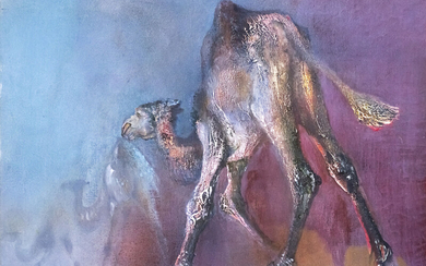 Edwin Salomon (1935-2014) - Camels, Oil on Canvas.