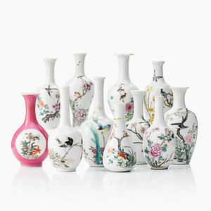 Eleven miniature Chinese vases