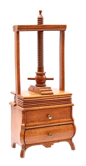 (-), Elm wood miniature book press, 51 cm...