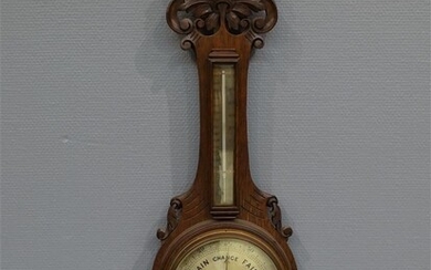 (-), Engelse banjobarometer in eiken behuizing, adres: James...