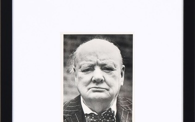 “England's Old Campaigner”. An original b/w press photo of Sir Winston Churchill (1874–1965).