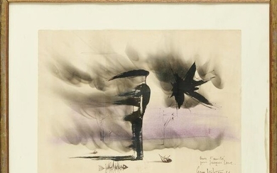 Eugen Mihaescu, ink and watercolor on paper, 1966