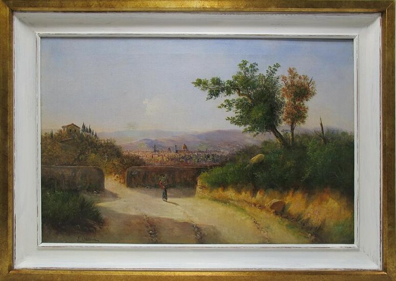 European oil on canvas lanscape painting, signed