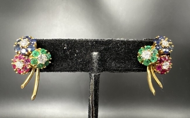 Exquisite quality diamond, ruby, sapphire, emerald, 18k earrings