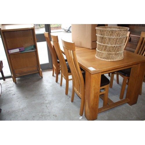 Extending Oak Dining Table 6' x 3' and Six Chairs (seats di...