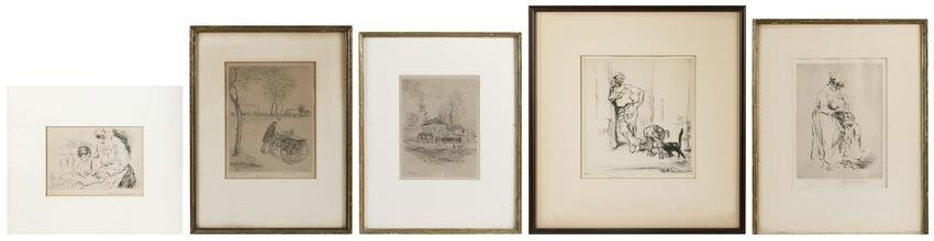 FIVE ETCHINGS AND ENGRAVINGS Sight sizes to 10.5”