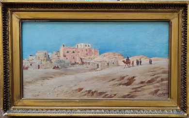 FORCELLA Nicolas (c.1868) Paysage égyptien Huile sur toile Signé en bas à droite Haut. :...