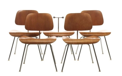 FOUR EAMES DCM MOLDED PLYWOOD CHAIRS FOR HERMAN MILLER