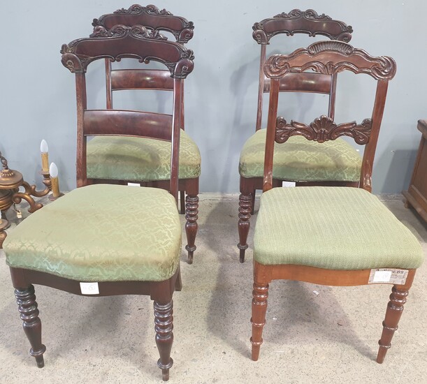 FOUR MAHOGANY CONTINENTAL DINING CHAIRS