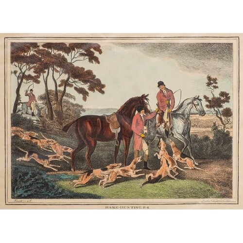 FOXHUNTING : etc ... 6 hand coloured prints mounted and shr...