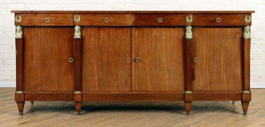 FRENCH EMPIRE STYLE BRONZE MOUNTED SIDEBOARD