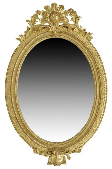 FRENCH GILTWOOD OVAL WALL MIRROR