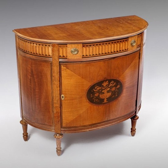 FRENCH STYLE INLAID DEMILUNE COMMODE