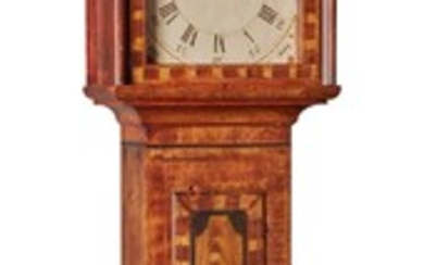 Federal Polychrome Grain Paint-Decorated Pine Tall Case Clock, Possibly South Shaftsbury, Vermont, Circa 1830