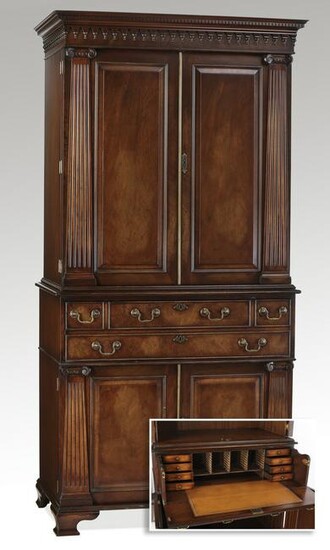 Federal style mahogany secretary bookcase, 84"h