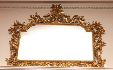 Florentine Giltwood Carved High Relief Mirror H 38’’ W 56’’