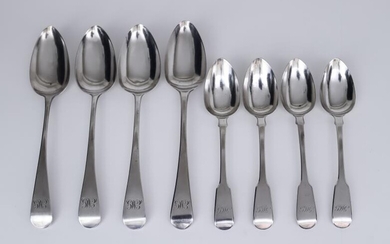 Four George III Silver "Old English" Pattern Tablespoons, various...