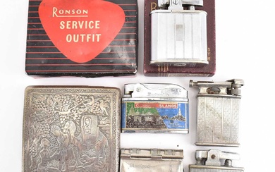 Four vintage pocket lighters to include Ronson 'Whirlwind' NoW.213, with...