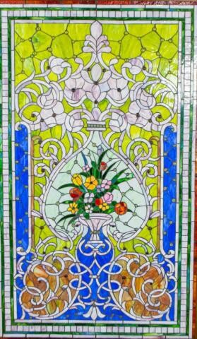 Framed Beveled and Stained Glass Window